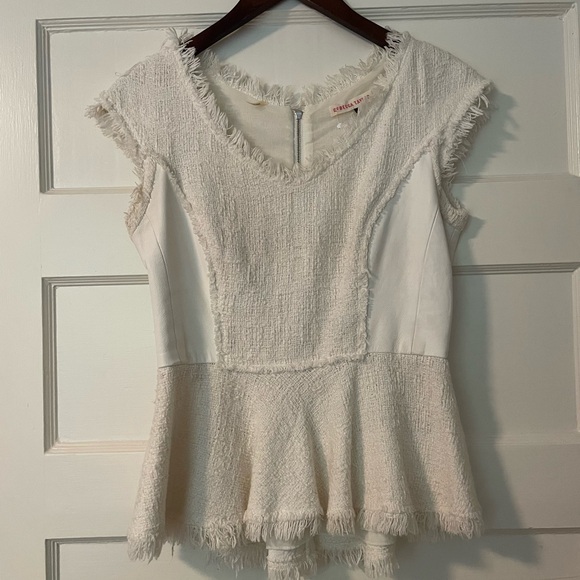 Rebecca Taylor Tweed & Lamb’s Leather Peplum Top - Picture 3 of 10